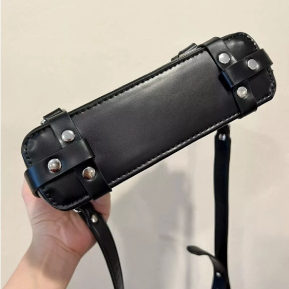 Nana Betty Kim smooth leather shoulder black Satchel Bag - Picture 4 of 7